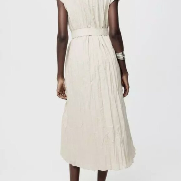 ZARA ZW COLLECTION BELTED WRINKLED DRESS - Picture 3 of 5